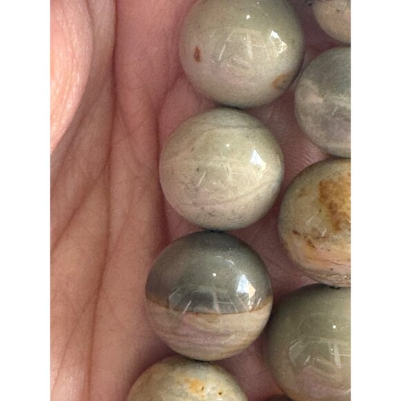 Natural Stone Beaded Jasper Necklace With Sterling Silver Hook Clasp - Picture 11 of 11